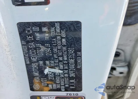 2021 Kia Forte Fe из США, поврежденный, VIN 3KPF24ADXME352481